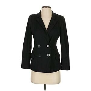 Anthropologie Cartonnier Double Breasted Two Button Black Cotton Blazer Size S
